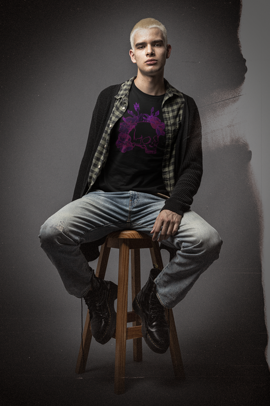 Skull Hibiscus Flower T-shirt