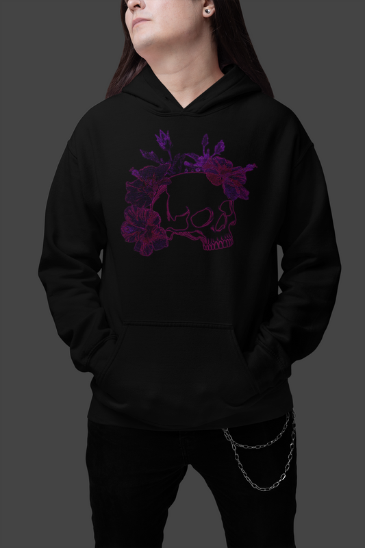 Skull Hibiscus Flower Hoodie