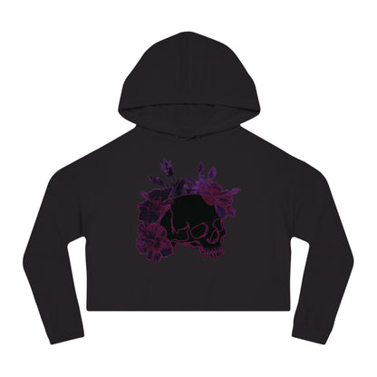 Skull Hibiscus Flower Cropped Hoodie